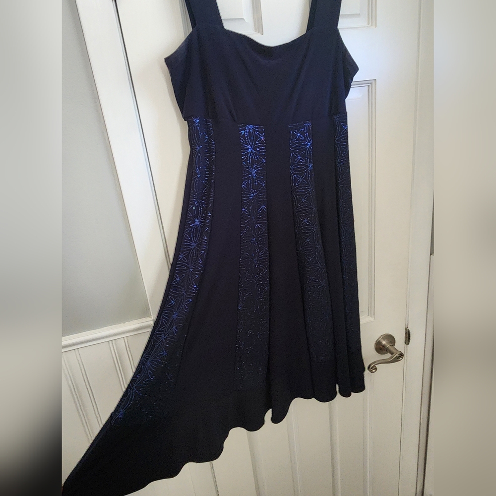 Women's Navy Blue and glitter midi dress